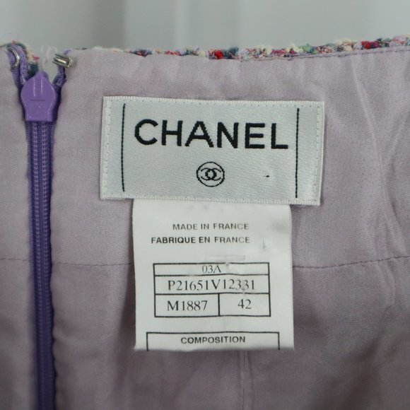 Chanel Silk Blend Woven Knee Length Pencil Skirt Pink Multi-color - Picture 10 of 13